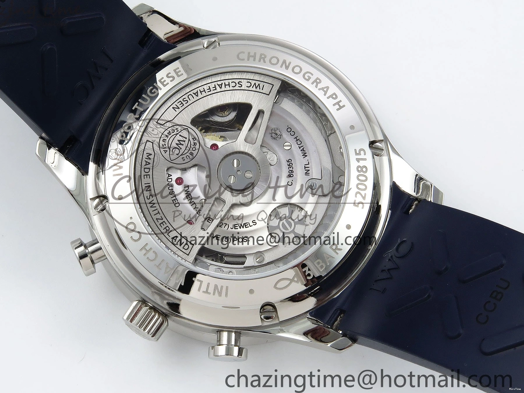 MIROTIME 0422 Casual Portuguese Chrono IW3716 Z+F 1:1 Best Edition White Dial on Blue Rubber Strap A 7016